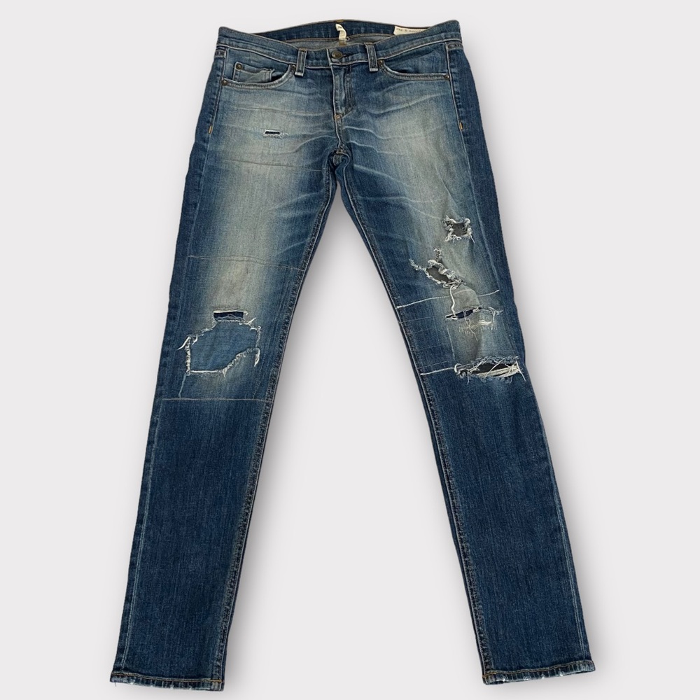 Rag & Bone Women’s The Dre Jeans Size 26 Mid Rise Medium Wash Distressed Denim